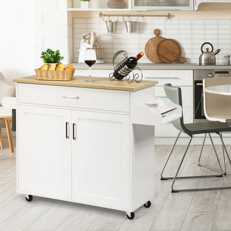 Rolling Kitchen Island Cart With Towel And Spice Rack.White