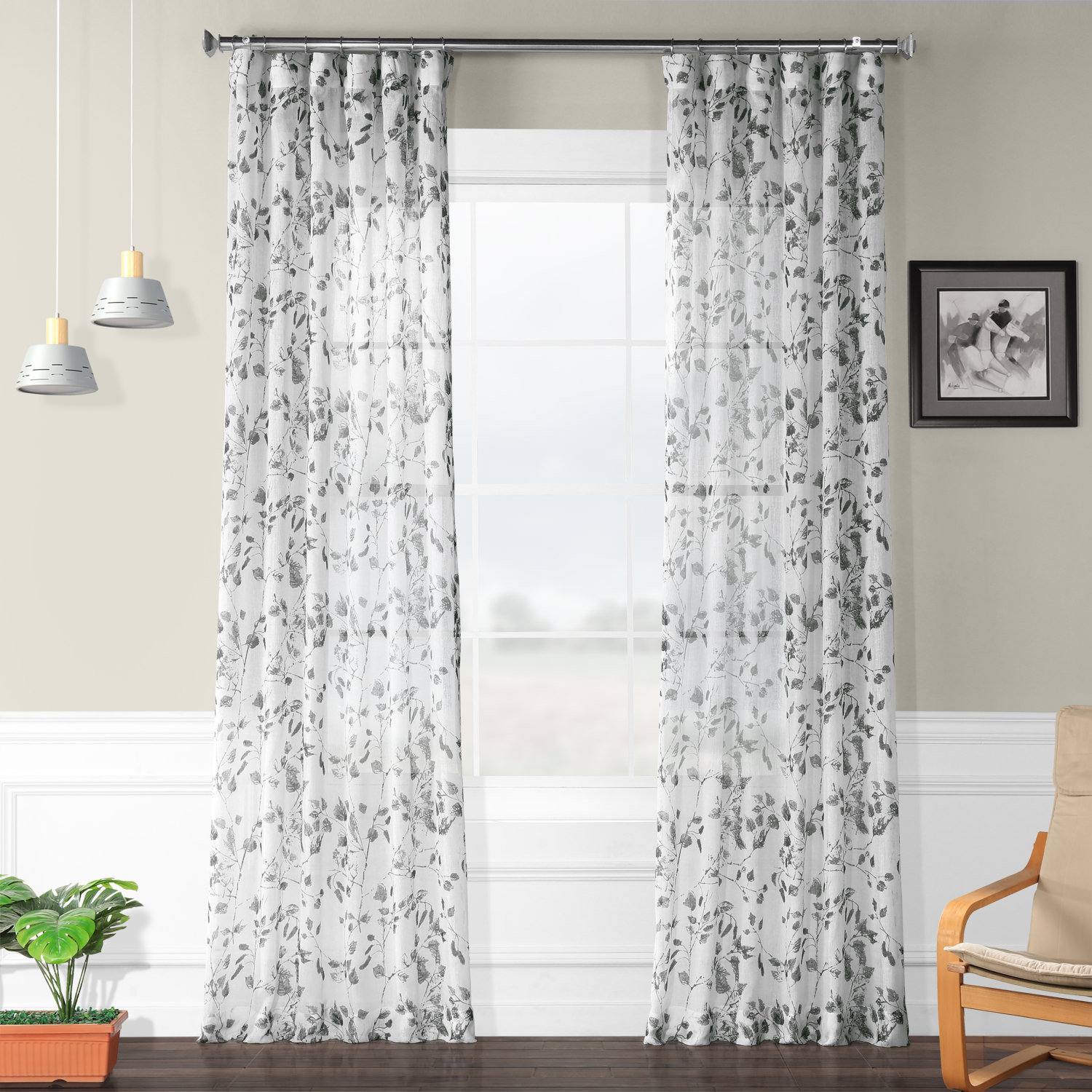 Charlton Home Haynie Printed Floral Sheer Rod Pocket Single