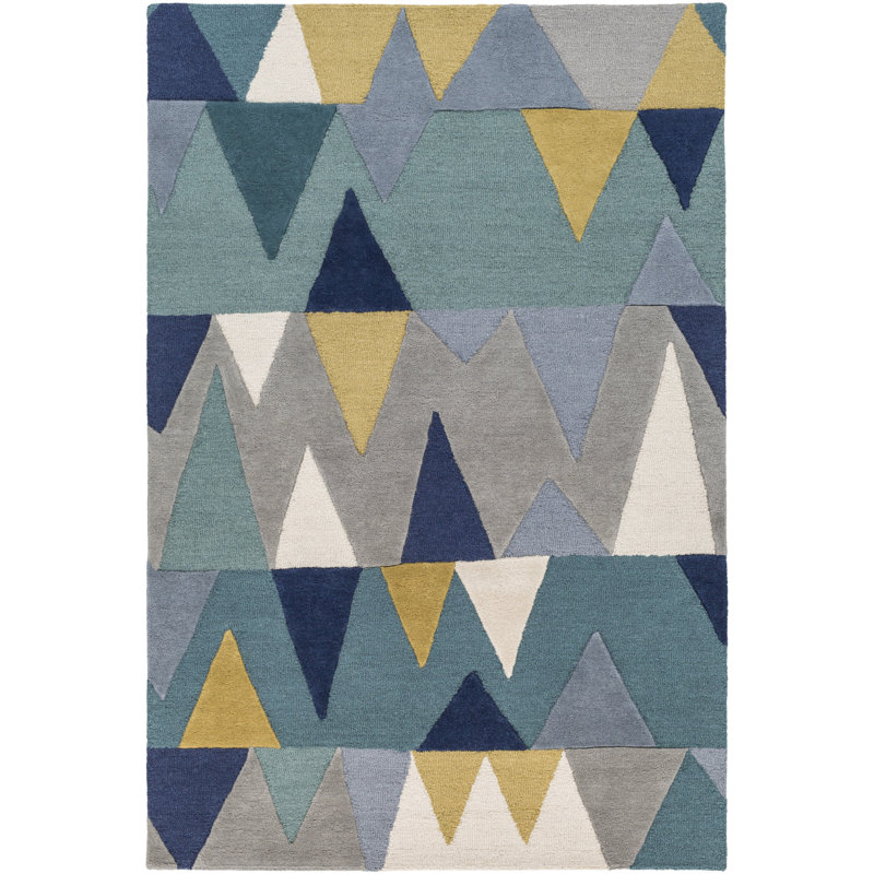 Nida Hand Tufted Wool Bright Blue Area Rug