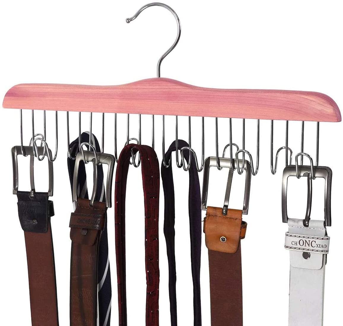 Adjustable Rotating Tie Belt Hanger Rack Space Saver Belts Organiser HD