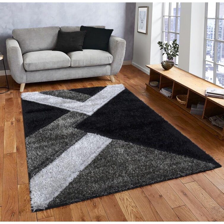 Metro Lane Woodbranch Shaggy Black/Grey Rug | Wayfair.co.uk