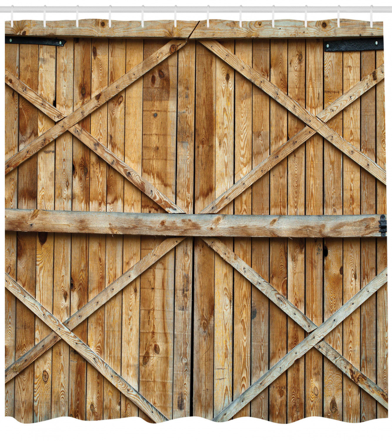 East Urban Home Rustic Wooden Timber Door Plank Shower Curtain