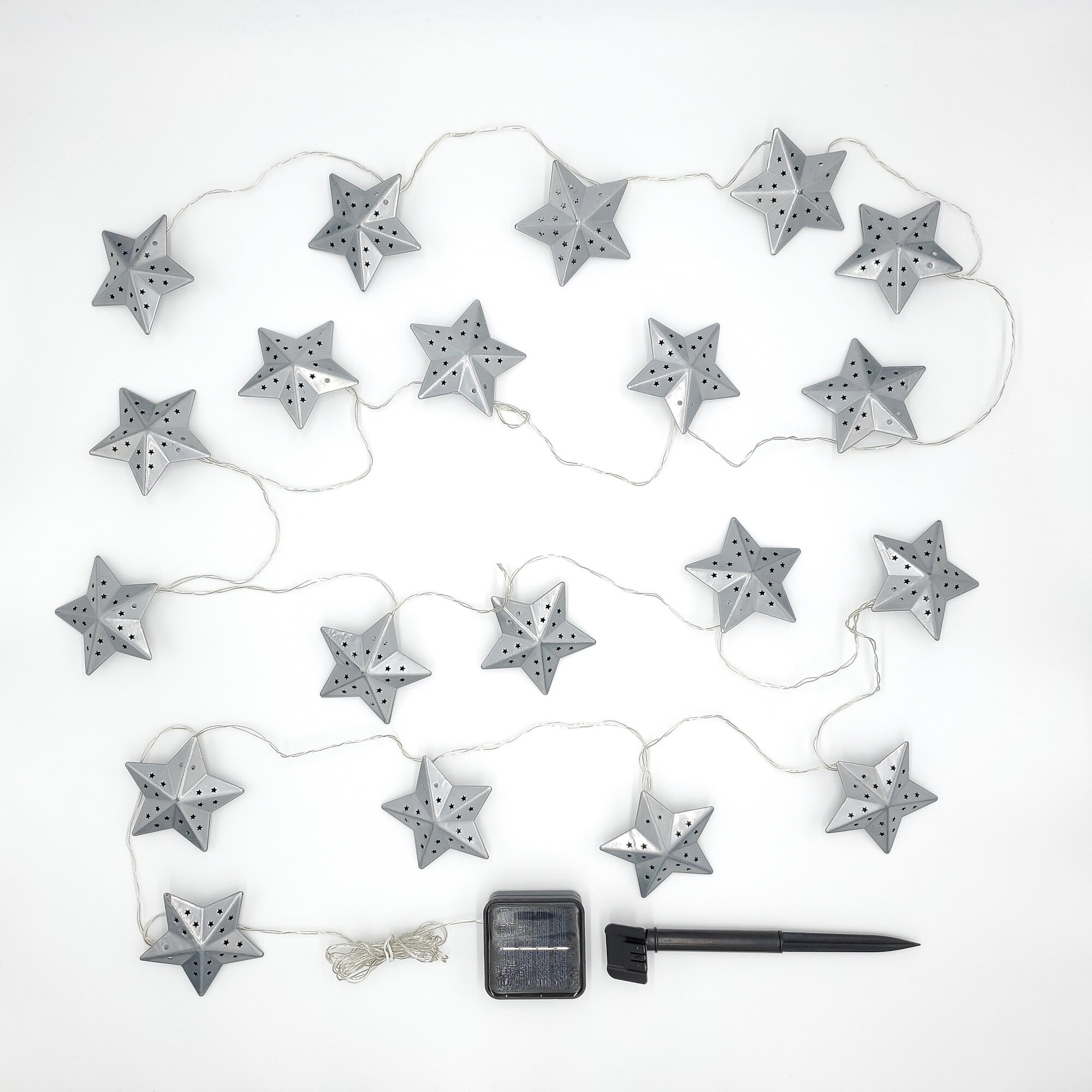 solar metal star string lights