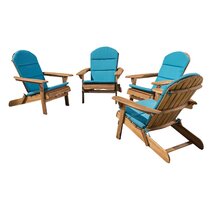 Set of 2 Amenda Outdoor Acacia Wood Adirondack Chairs with Cushions 