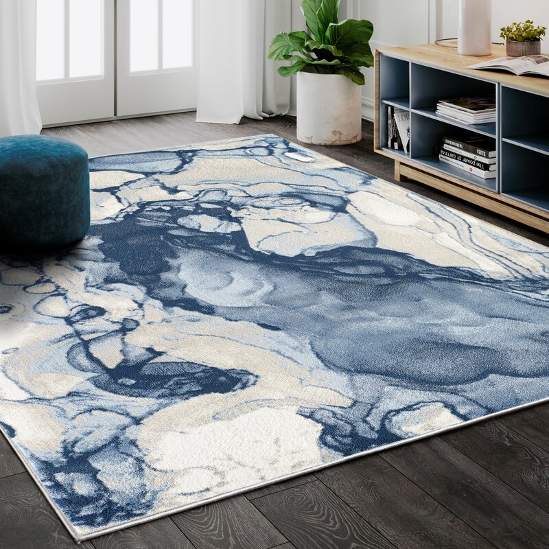 Wrought Studio Bamford Abstract Blue Area Rug & Reviews | Wayfair