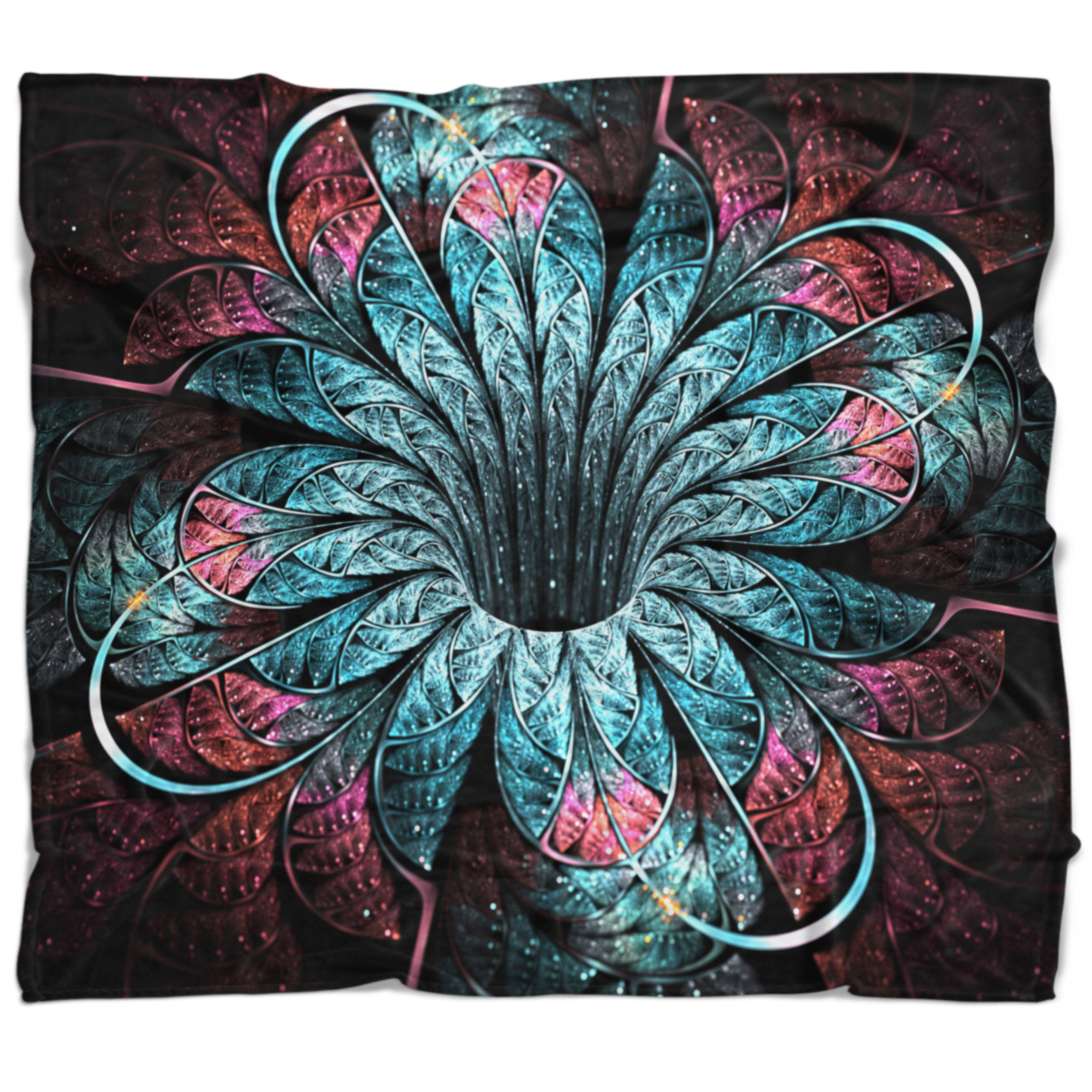 East Urban Home Floral Glittering Fractal Digital Art Blanket Wayfair