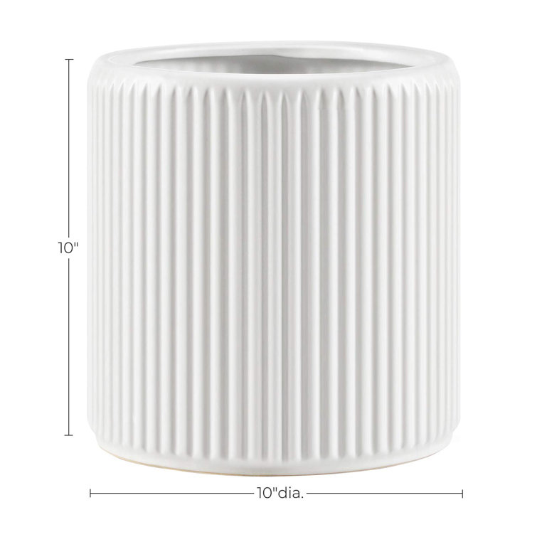 White ULCF005W01 SONGMICS Ceramic Flower Pot 10-Inch Vertical Striped Plant Pot Removable Plug Planter with Drainage Hole White ULCF005W01 SONGMICS Ceramic Flower Pot 10-Inch Vertical Striped Plant Pot Removable Plug Planter with Drainage Hole