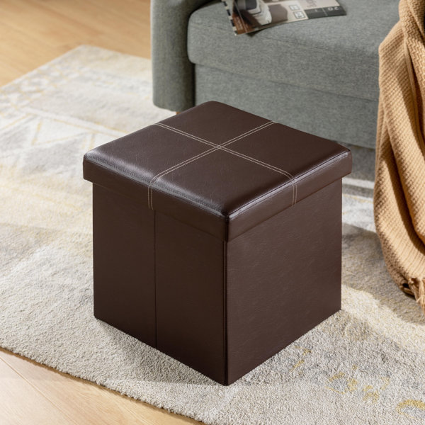 Ottoman Pouffe Faux Leather Toy Storage Box Home Office Stool Guest Spare Seat 