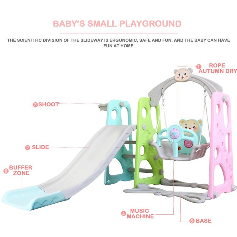 Swing Set Backyard Playground Slide Fun Playset Outdoor Toddler Kid Music Play 