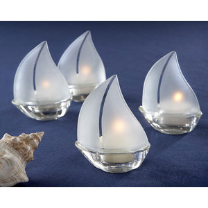 Set Sail Sailboat Glass Tealight Holder (Set of 12)