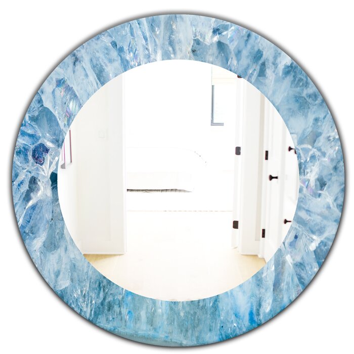 Bless international Geode Interior With Light Blue Crystals Wall Mirror ...