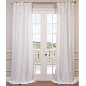 Solid Heavy Faux Linen Rod Pocket Single Curtain Panel