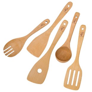 Wooden Cast Iron Scraper Stirrer and Butter Turner/Cheese Spreader Wooden Utensils Set Comes w/a Thin Wood Spatula Flipper BME 3-Piece Wooden Kitchen Cooking Utensil Set Made in USA 