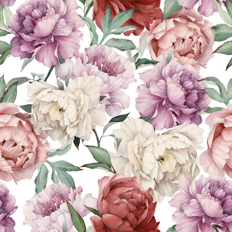 rhys removable giant watercolor peony flowers 10 l x 120 w peel and stick wallpaper roll