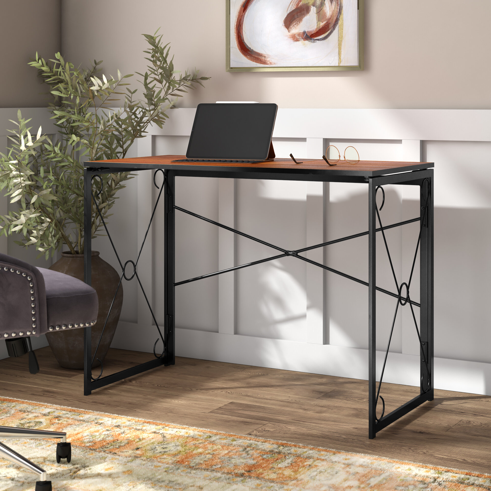 mixed material writing desk gray