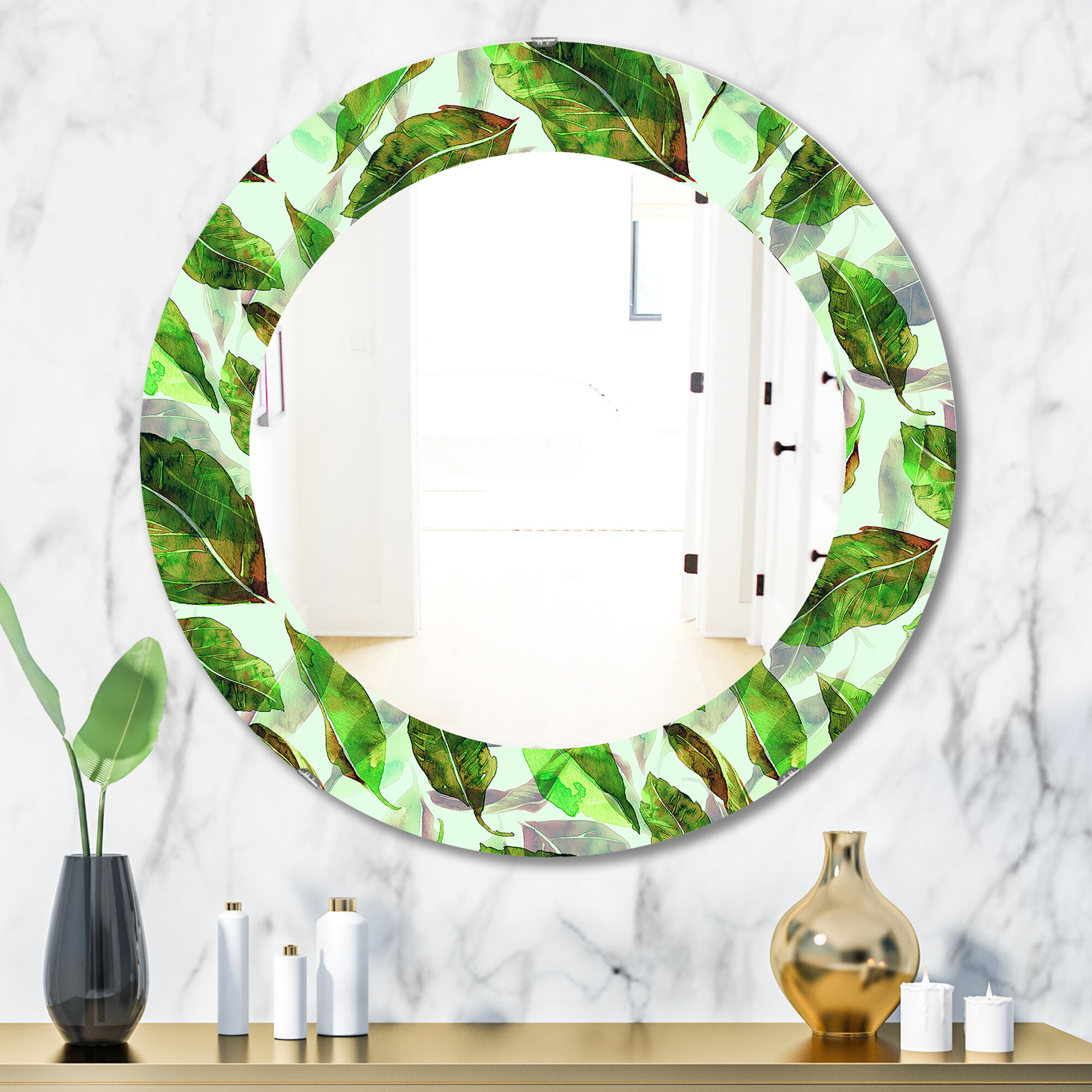 East Urban Home Tropical Mood Foliage 10 Wall Mirror | Wayfair