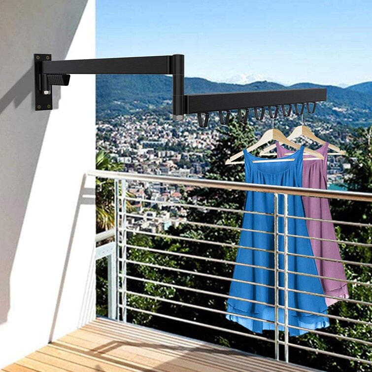 BW#A Foldable Wall Hanging Clothes Drying Rack Indoor Balcony Retractable Hanger 
