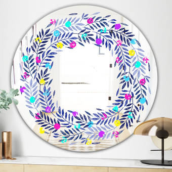 East Urban Home Colorful Leaves Farmhouse Bathroom Vanity Mirror Wayfair
