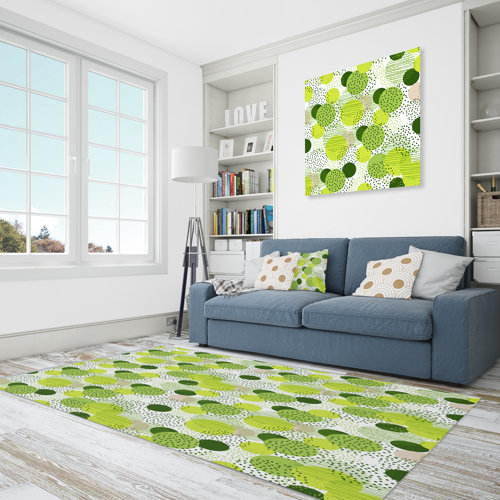 East Urban Home Geometric Polyester Green Lime Yellow Area Rug Wayfair