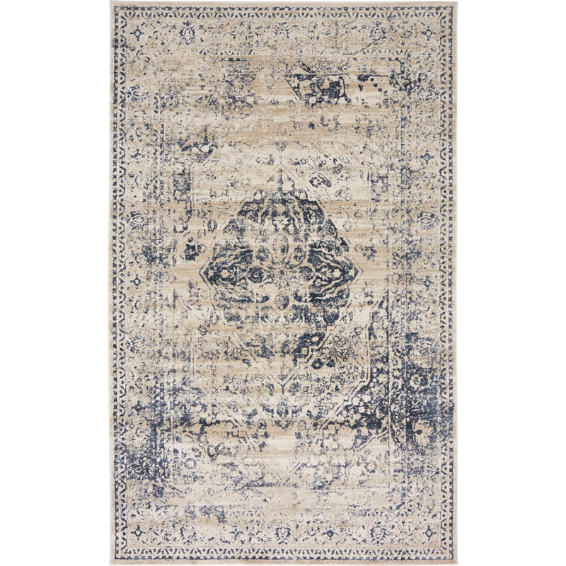 Laurel Foundry Modern Farmhouse Abbeville Dark Blue Cream Area Rug Abbeville Dark Blue Cream Area Rug