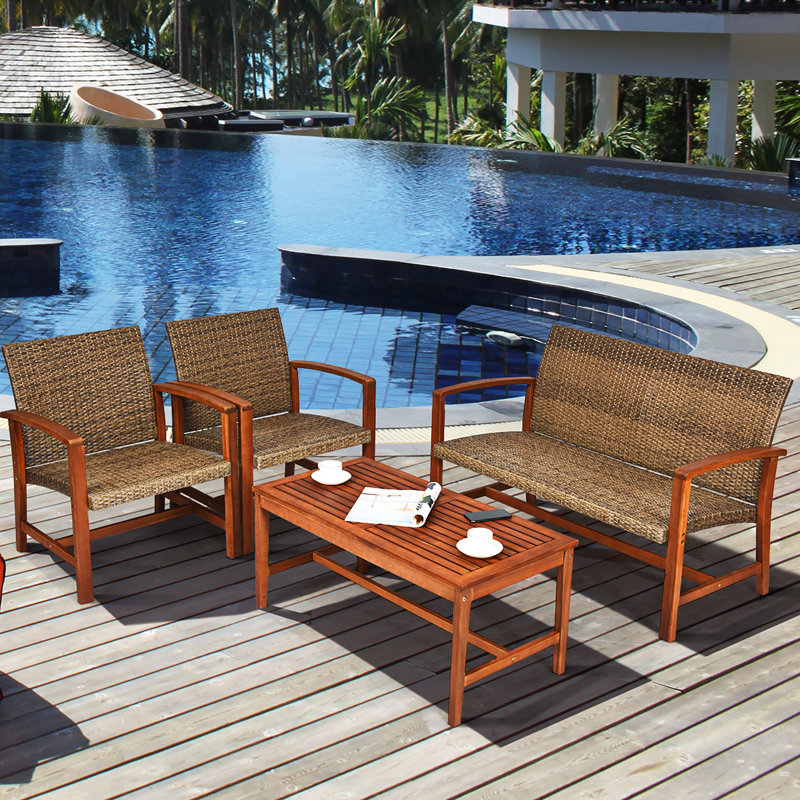 Red Barrel Studio 4pcs Outdoor Patio Rattan Furniture Set ...
