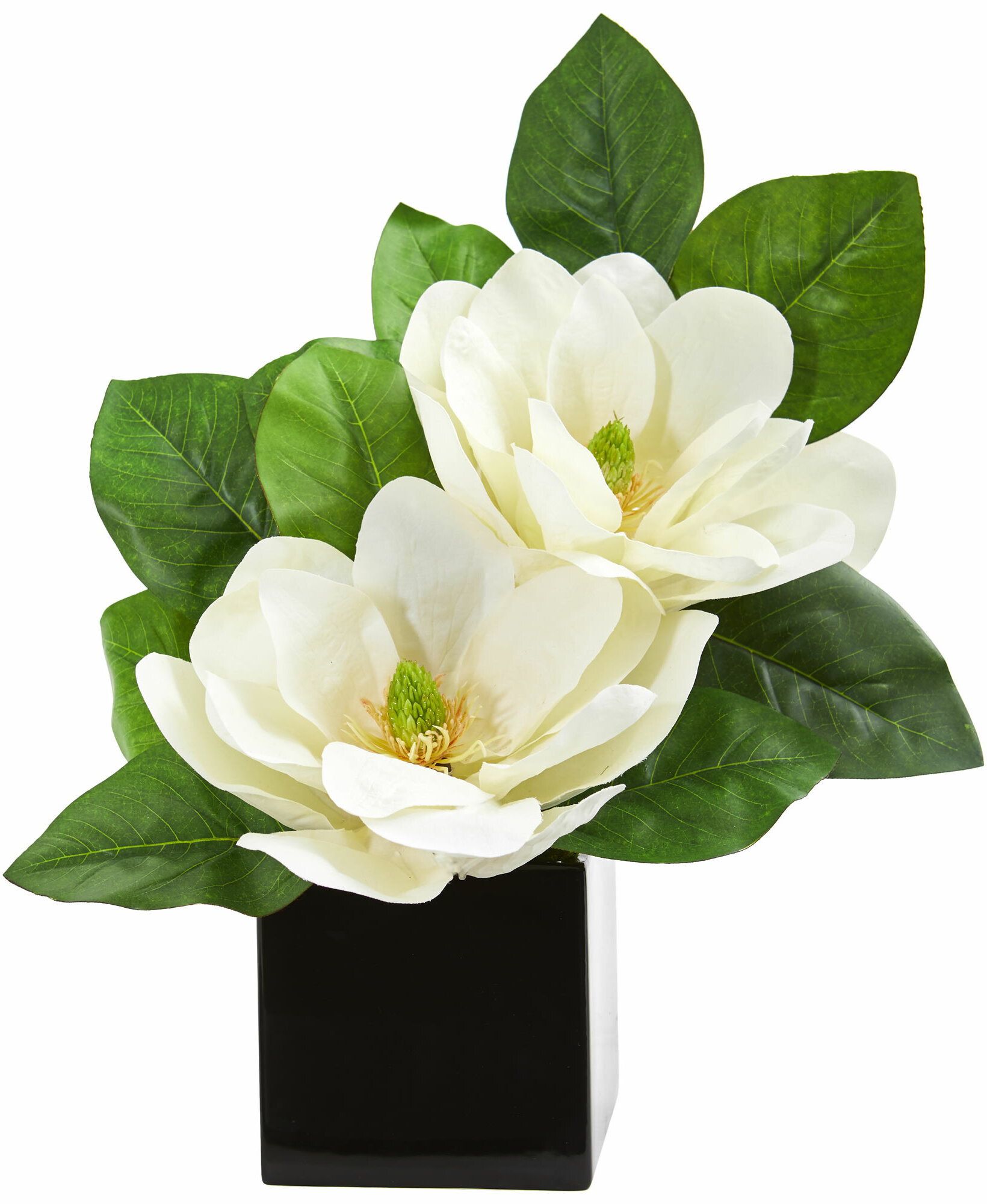 Charlton Home Artificial Magnolia Floral Arrangement In Vase Wayfair