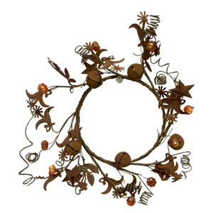 Mini Metal Sculture Wreath with Bells and Pumpkins