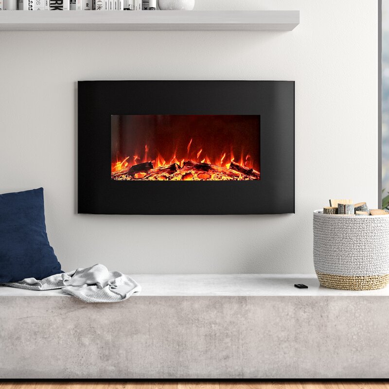 Orren Ellis Razo Curved Wall Mounted Electric Fireplace Reviews