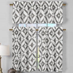 Darmstadt 3 Piece Faux Linen Kitchen Curtain Set
