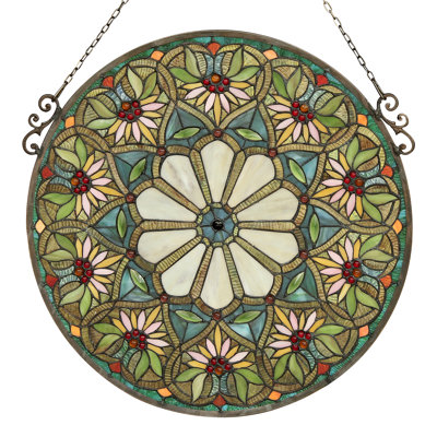 Sunny Tiffany Glass Floral Window Panel