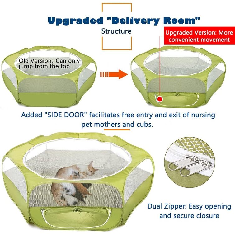 Rabbits Breathable Transparent Pet Tent with Top Cover Auto-Open Indoor Outdoor Exercise Foldable Yard Fence for Kitten Puppy AUTOWT Small Animal Playpen Hamster and Hedgehogs Guinea Pig 