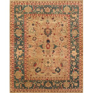 Sultanabad Hand-Knotted Beige Area Rug