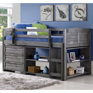 Evan Modern Twin Low Loft Bed with Storage by Harriet Bee