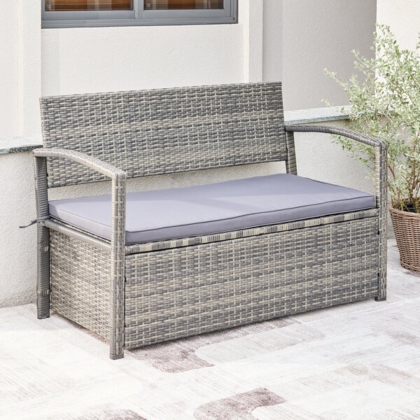 outdoor rattan storage bench