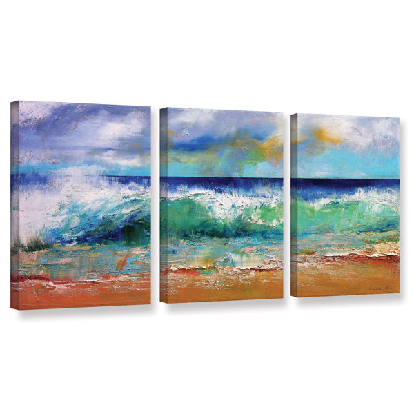 Latitude Run Ocean Waves 3 Piece Painting Print On Wrapped Canvas