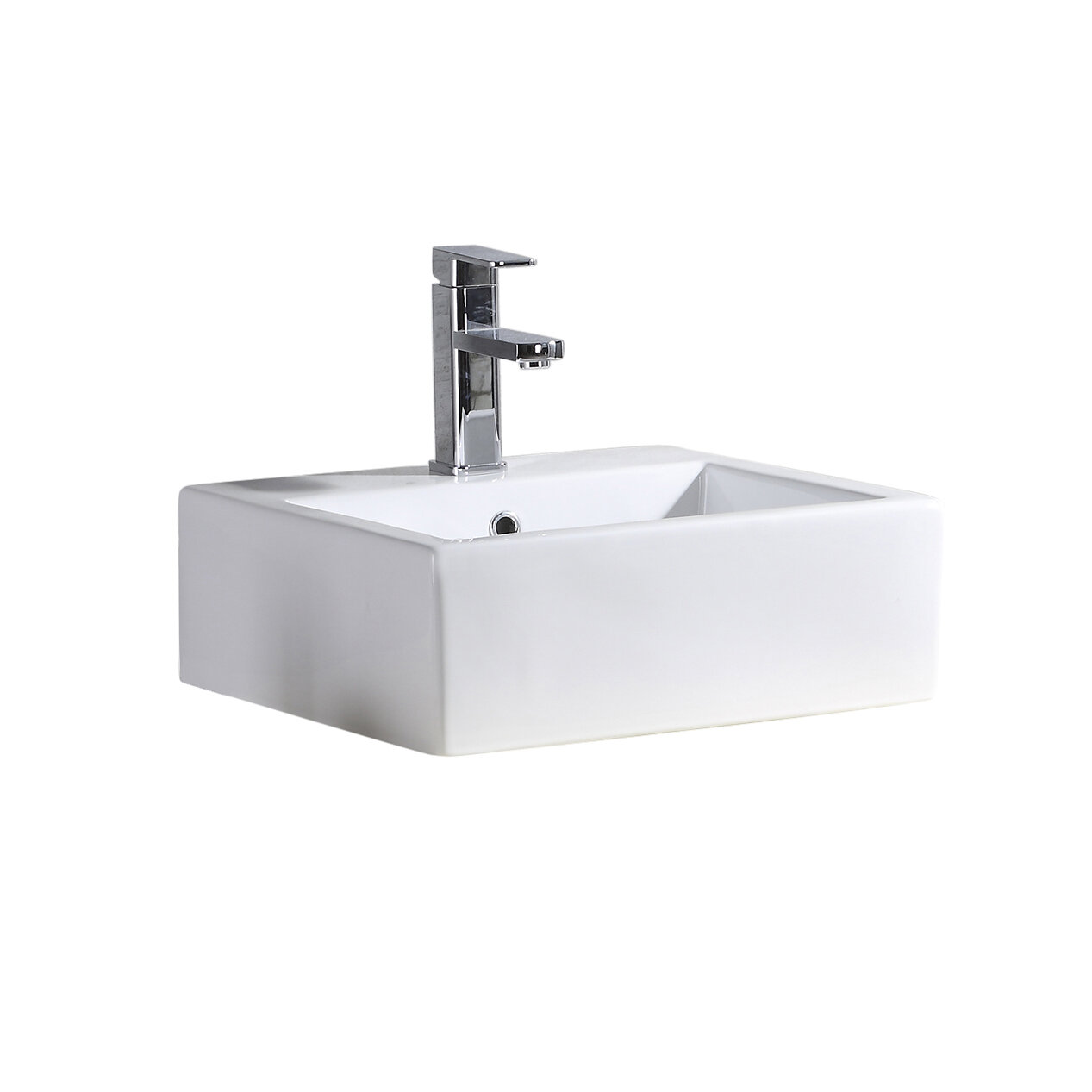 Fine Fixtures Modern Ceramic Square Vessel Bathroom Sink With Overflow Wayfair