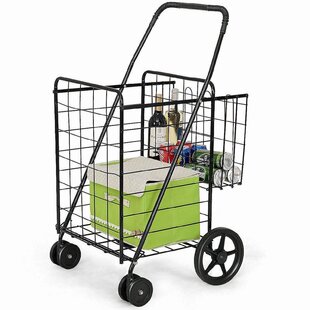 Size 35 x 21 x 16 Inches,Gray Folding Shopping Cart For Grocery Laundry Cart 