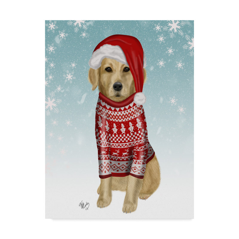 The Holiday Aisle Golden Retriever In Christmas Sweater Graphic