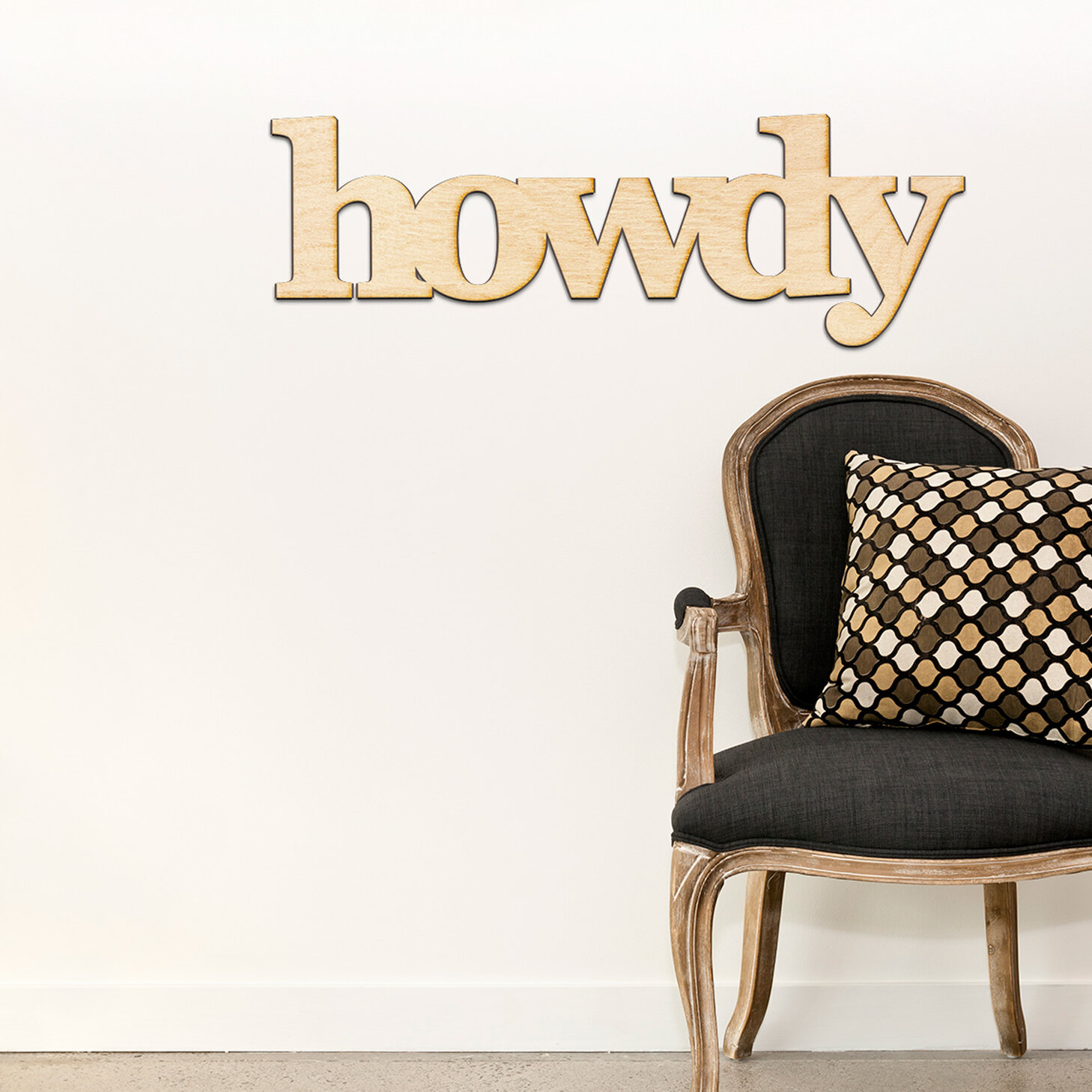 Millwood Pines Howdy Serif Block Font Wood Sign Home Gallery Wall