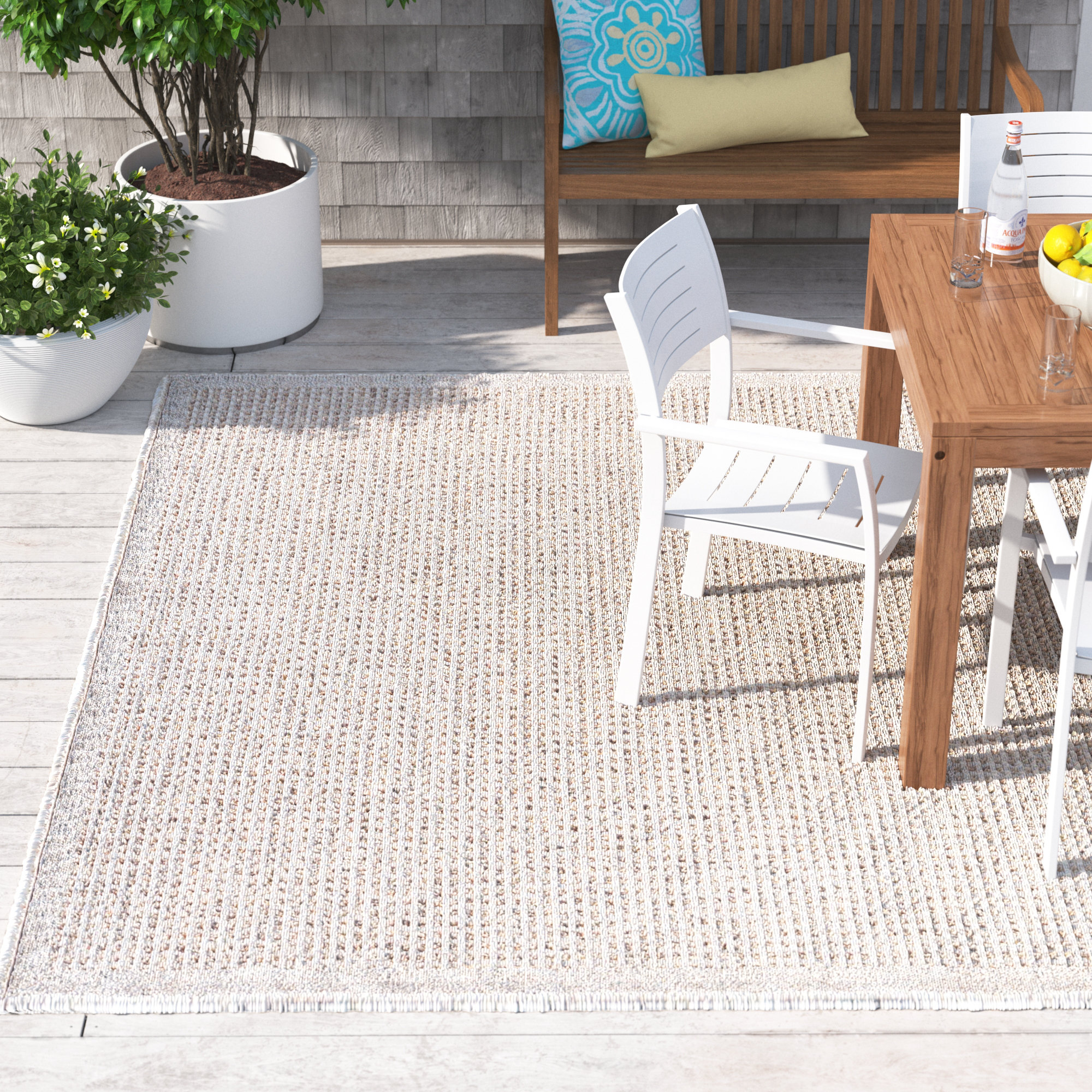 Sol 72 Outdoor™ Abilene Power Loom Cream Indoor/Outdoor Rug & Reviews ...