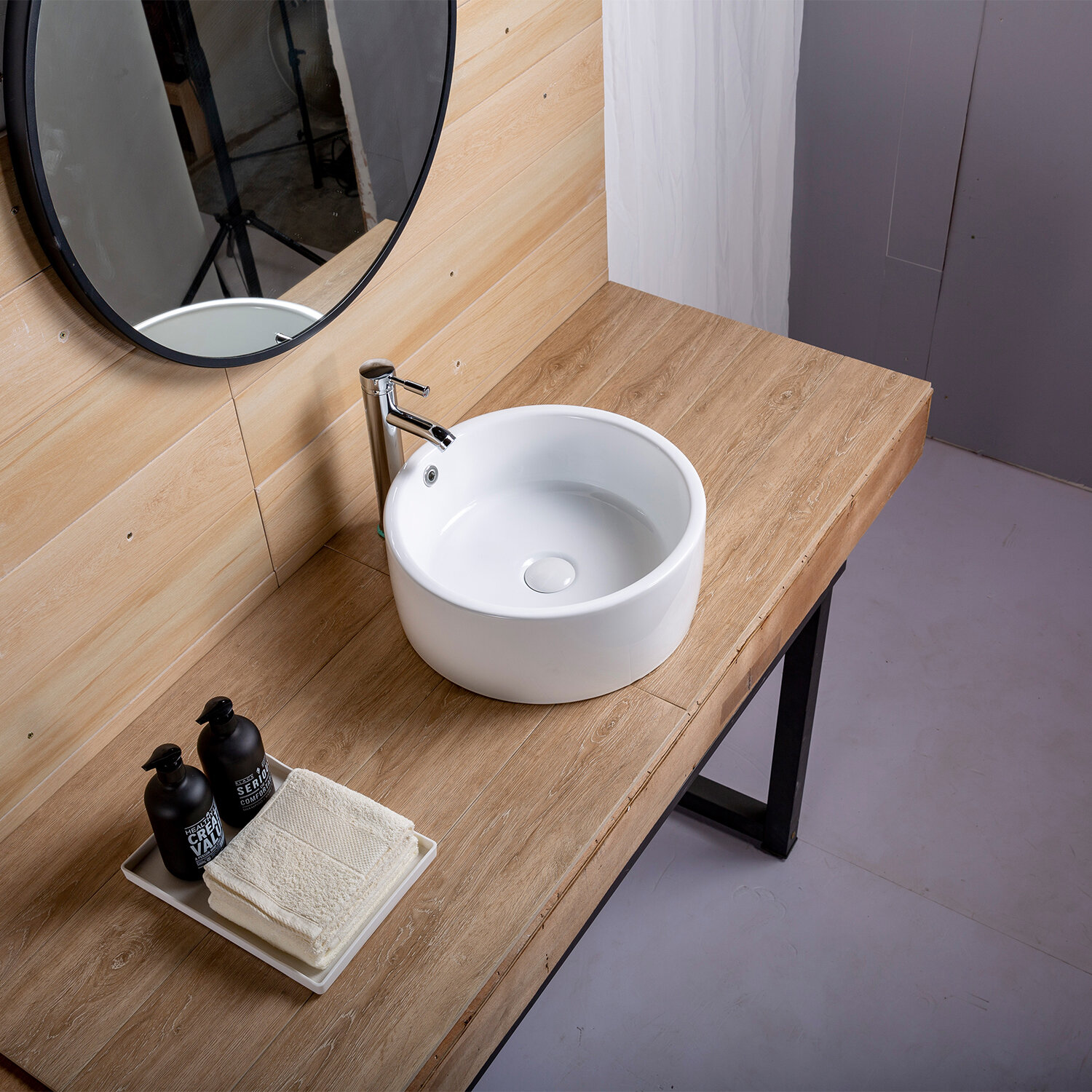 Pengfang Worldwide Llc White Ceramic Round Vessel Bathroom Sink Wayfair