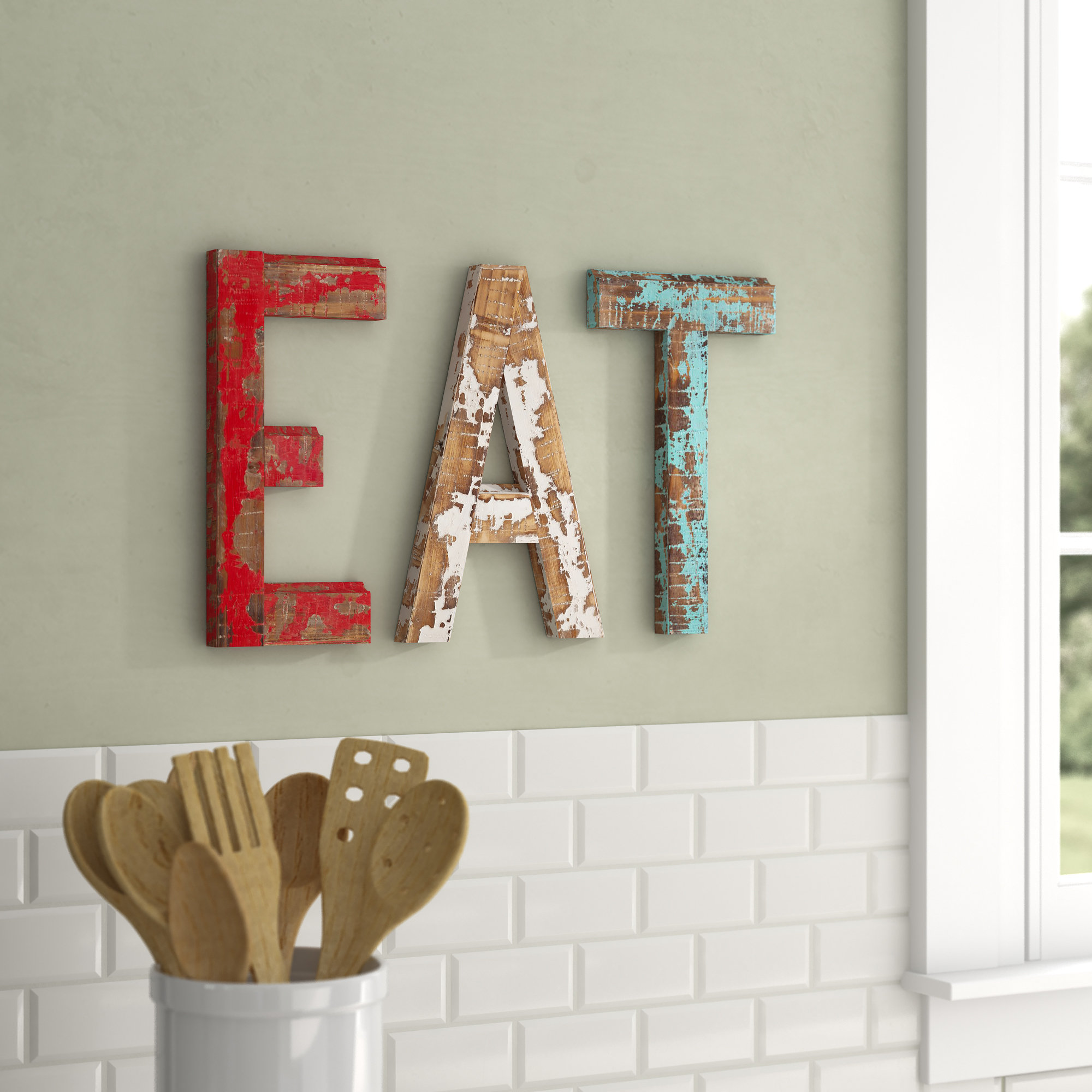 Gracie Oaks 3 Piece Eat Letters Wall Decor Set Birch Lane
