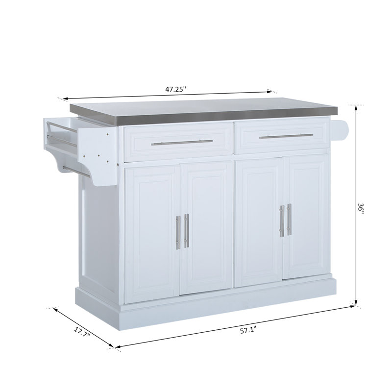 Ebern Designs Teignmouth Rolling Kitchen Island With Stainless Steel Top Reviews