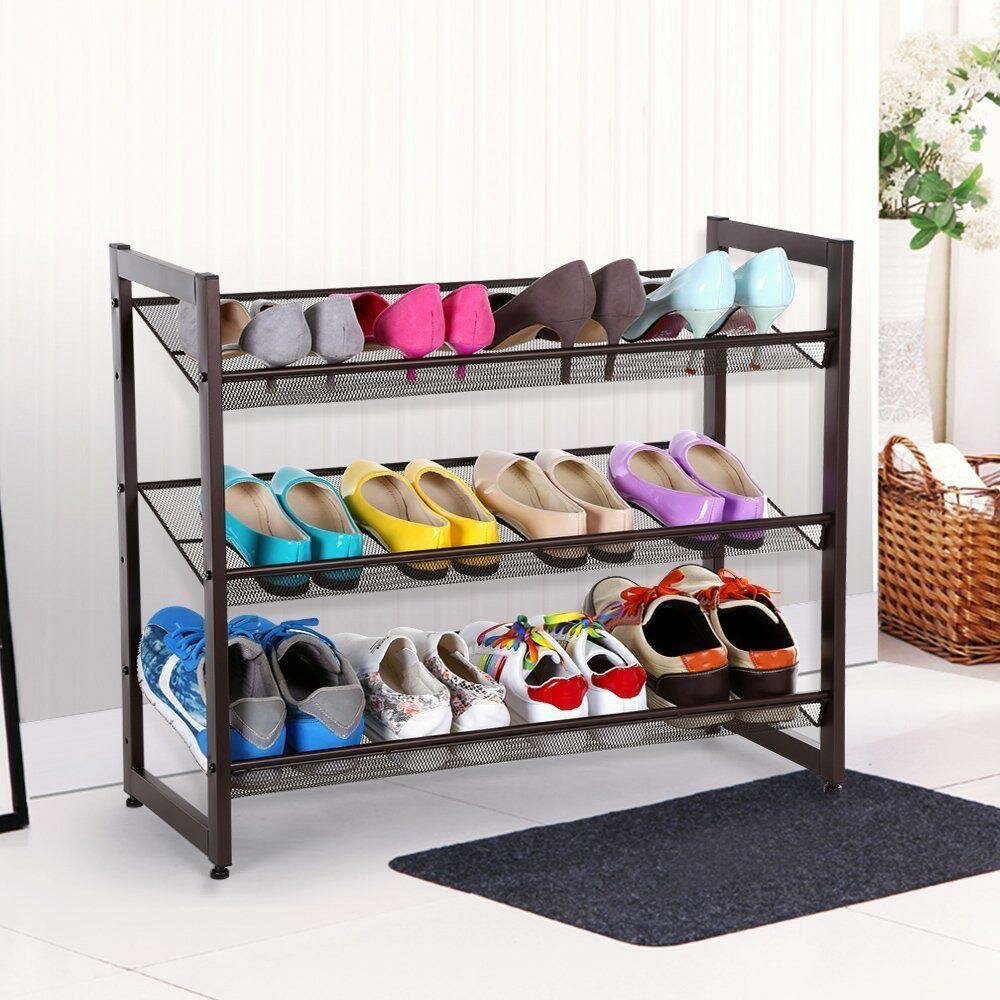 Rebrilliant 3 Tier Metal Adjustable Organizer Shelf Closet Entryway 15 Pair Shoe Rack Wayfair