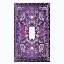 Purple Circle Line Graphics Single Gang Rocker Light Switch Cover Decorative 1 Gang Outlet Cover Plate for Kitchen Girls Bedroom Standard Size Wall Plate Cover 2.7 X 4.4 