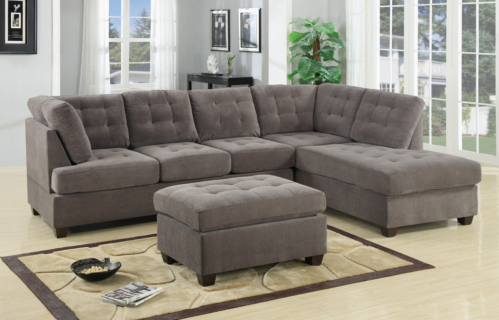 Darianna Leather Waffle Reversible Sectional