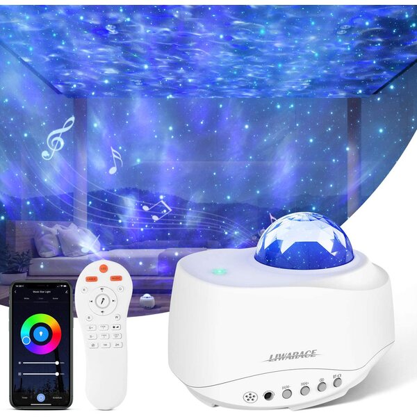 Upgraded Ocean Projector Lamp Night Light+Remote Control+Timer Bedside Child Lights Baby Gifts with 8 Color Modes+6 Music Sounds+Angle Adjustment for Party Decoration 