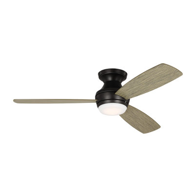 Rivers Dimmable Integrated LED Indoor Hugger Ceiling Fan With Light Kit, Remote Control And Manual Reversible Motor