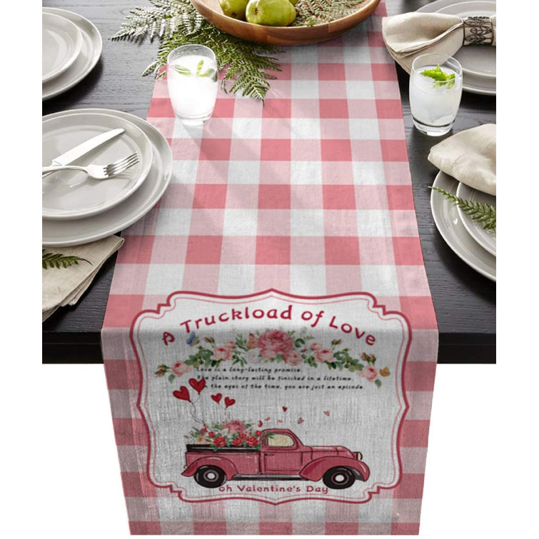 Amazon.com: libaoge coffee table runner happy valentine's day red truck The Holiday Aisle® Coffee Table Runner Valentine's Day Truck Load Of