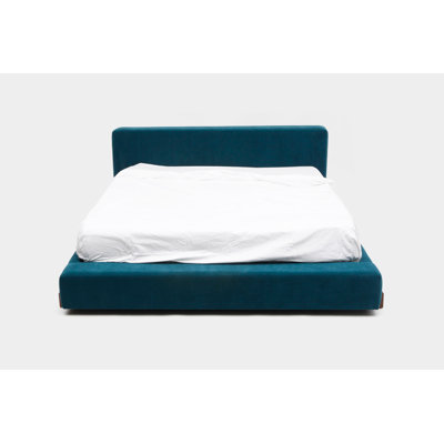 Up Upholstered Platform Bed Artless Size Queen Color Peacock